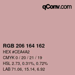 Color code: RGB 206 164 162 | qconv.com