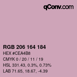 カラーコード: RGB 206 164 184 | qconv.com