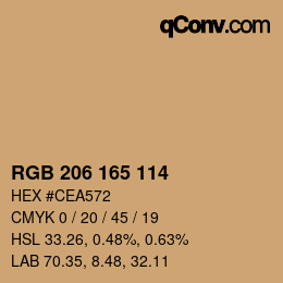 Color code: RGB 206 165 114 | qconv.com