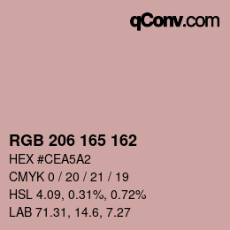 颜色代码: RGB 206 165 162 | qconv.com