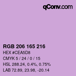 Color code: RGB 206 165 216 | qconv.com