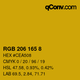カラーコード: RGB 206 165 8 | qconv.com