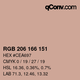 Farbcode: RGB 206 166 151 | qconv.com