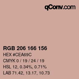 カラーコード: RGB 206 166 156 | qconv.com
