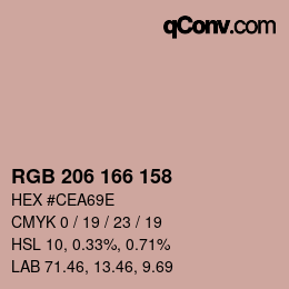 カラーコード: RGB 206 166 158 | qconv.com