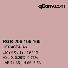 カラーコード: RGB 206 166 166 | qconv.com