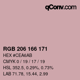 Color code: RGB 206 166 171 | qconv.com