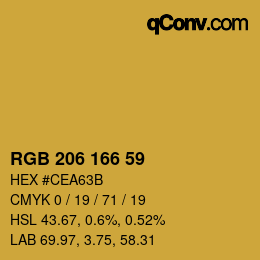 Color code: RGB 206 166 59 | qconv.com