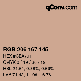 Color code: RGB 206 167 145 | qconv.com