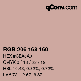 カラーコード: RGB 206 168 160 | qconv.com