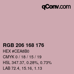 カラーコード: RGB 206 168 176 | qconv.com