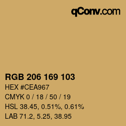 Color code: RGB 206 169 103 | qconv.com