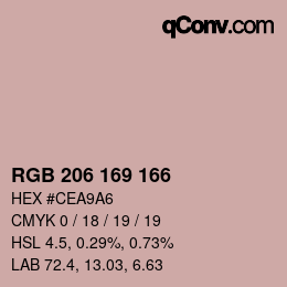 カラーコード: RGB 206 169 166 | qconv.com