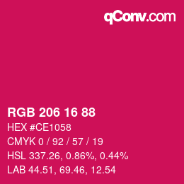 カラーコード: RGB 206 16 88 | qconv.com