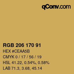 Color code: RGB 206 170 91 | qconv.com