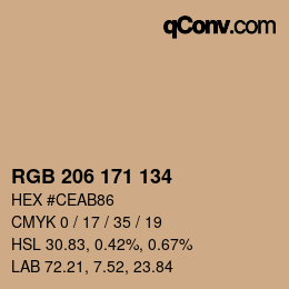 カラーコード: RGB 206 171 134 | qconv.com