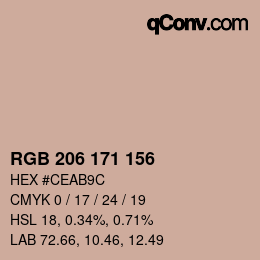 Color code: RGB 206 171 156 | qconv.com