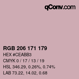 颜色代码: RGB 206 171 179 | qconv.com