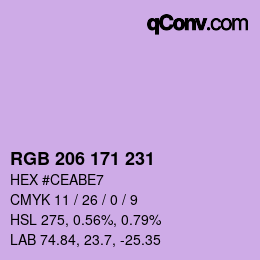 カラーコード: RGB 206 171 231 | qconv.com
