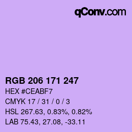 カラーコード: RGB 206 171 247 | qconv.com