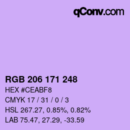 カラーコード: RGB 206 171 248 | qconv.com