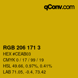 颜色代码: RGB 206 171 3 | qconv.com