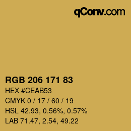 カラーコード: RGB 206 171 83 | qconv.com