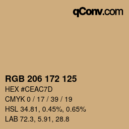 Color code: RGB 206 172 125 | qconv.com