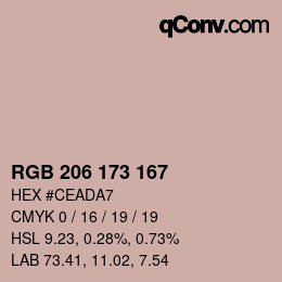 Farbcode: RGB 206 173 167 | qconv.com