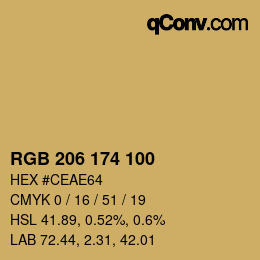 Color code: RGB 206 174 100 | qconv.com