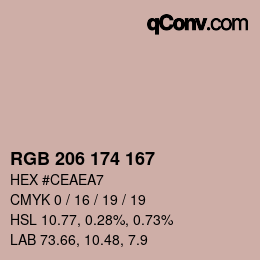 Color code: RGB 206 174 167 | qconv.com