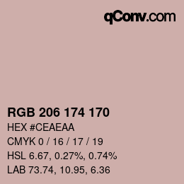 Código de color: RGB 206 174 170 | qconv.com