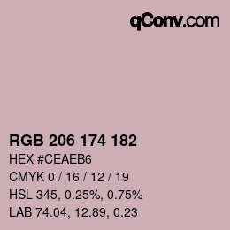 Color code: RGB 206 174 182 | qconv.com