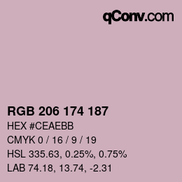 颜色代码: RGB 206 174 187 | qconv.com