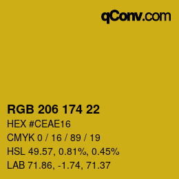 Color code: RGB 206 174 22 | qconv.com