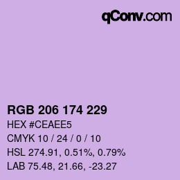 カラーコード: RGB 206 174 229 | qconv.com