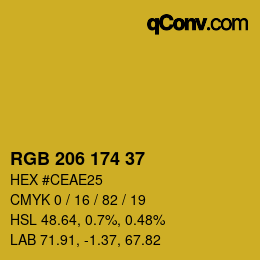 Color code: RGB 206 174 37 | qconv.com