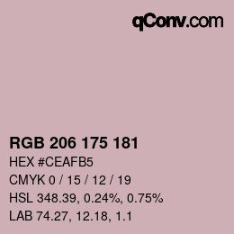 Color code: RGB 206 175 181 | qconv.com