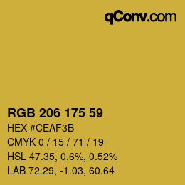 Color code: RGB 206 175 59 | qconv.com