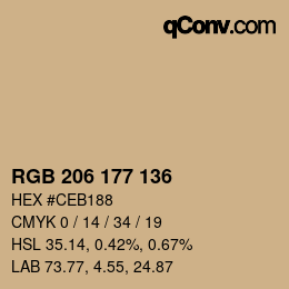 Color code: RGB 206 177 136 | qconv.com
