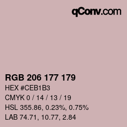颜色代码: RGB 206 177 179 | qconv.com