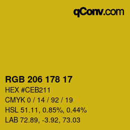 Color code: RGB 206 178 17 | qconv.com