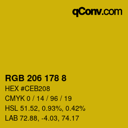 カラーコード: RGB 206 178 8 | qconv.com
