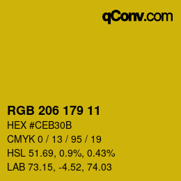 カラーコード: RGB 206 179 11 | qconv.com