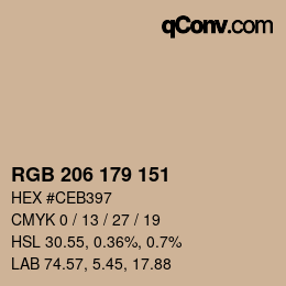 Color code: RGB 206 179 151 | qconv.com