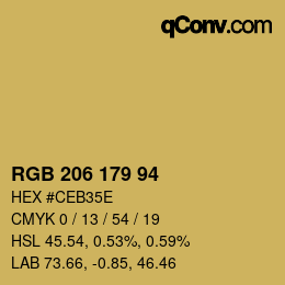 Color code: RGB 206 179 94 | qconv.com