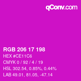 Color code: RGB 206 17 198 | qconv.com