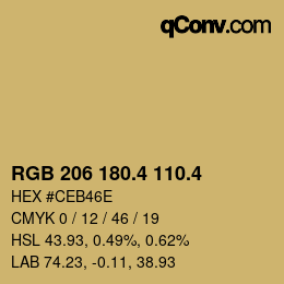 カラーコード: RGB 206 180.4 110.4 | qconv.com