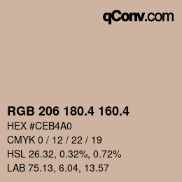 カラーコード: RGB 206 180.4 160.4 | qconv.com