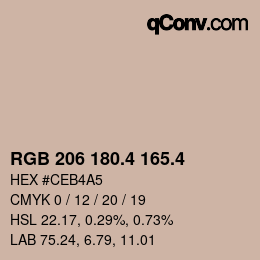 カラーコード: RGB 206 180.4 165.4 | qconv.com